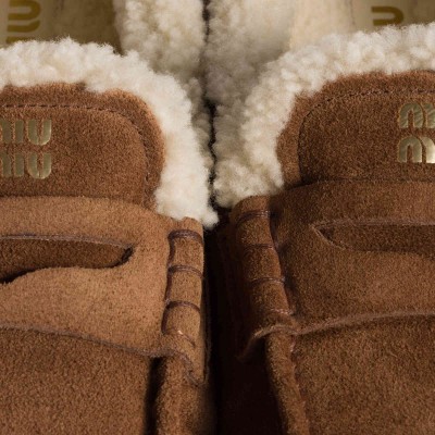Miu Miu Ruches Suede Loafers Cocoa Brown MM261319 Miu Miu Ruches Suede Loafers Cocoa Brown MM261319