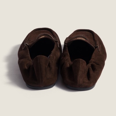 Miu Miu Ruches Suede Loafers Dark Brown MM261087 Miu Miu Ruches Suede Loafers Dark Brown MM261087