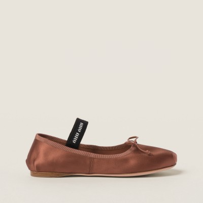 Miu Miu Satin Ballerinas Cocoa Brown MM261022