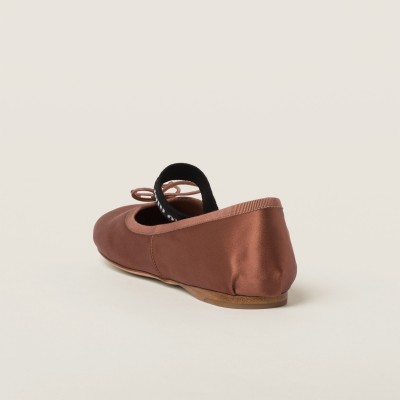 Miu Miu Satin Ballerinas Cocoa Brown MM261022