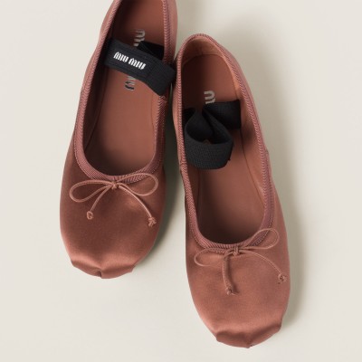 Miu Miu Satin Ballerinas Cocoa Brown MM261022