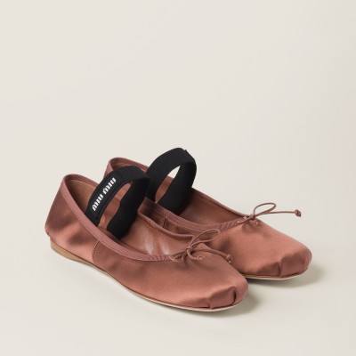 Miu Miu Satin Ballerinas Cocoa Brown MM261022
