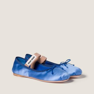 Miu Miu Satin Ballerinas Periwinkle Blue MM261024 Miu Miu Satin Ballerinas Periwinkle Blue MM261024
