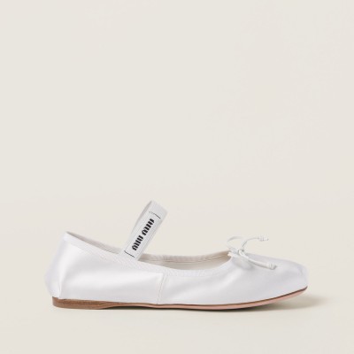Miu Miu Satin Ballerinas White MM261026 Miu Miu Satin Ballerinas White MM261026