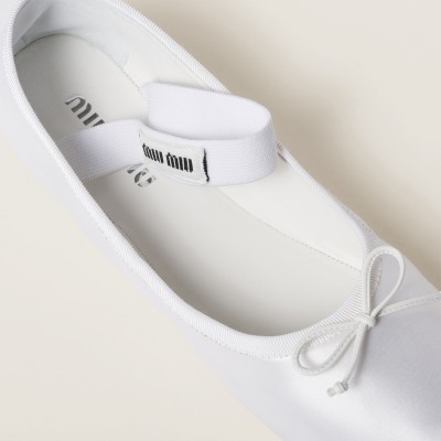 Miu Miu Satin Ballerinas White MM261026 Miu Miu Satin Ballerinas White MM261026