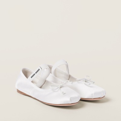 Miu Miu Satin Ballerinas White MM261026