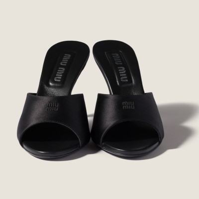 Miu Miu Satin Sandals Black MM261172 Miu Miu Satin Sandals Black MM261172
