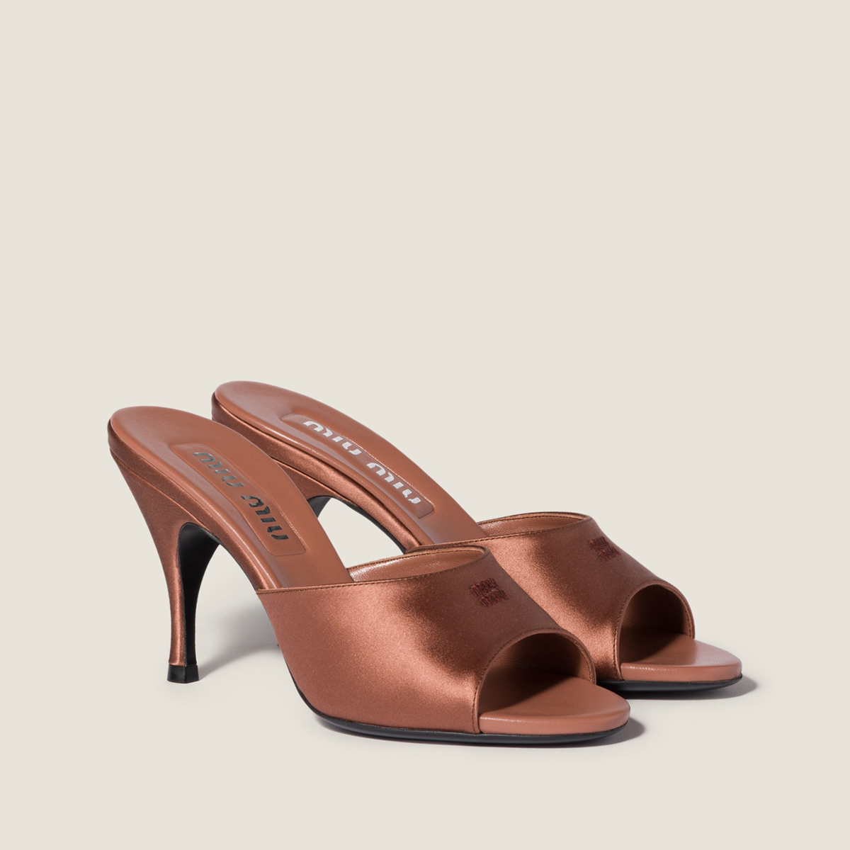 Miu Miu Satin Sandals Cocoa Brown MM261174 Miu Miu Satin Sandals Cocoa Brown MM261174