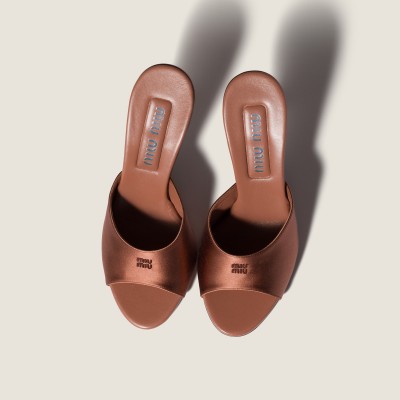 Miu Miu Satin Sandals Cocoa Brown MM261174 Miu Miu Satin Sandals Cocoa Brown MM261174