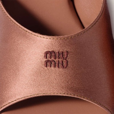 Miu Miu Satin Sandals Cocoa Brown MM261175 Miu Miu Satin Sandals Cocoa Brown MM261175