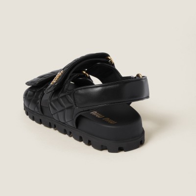 Miu Miu Sporty Matelasse Nappa Leather Sandals Black MM261185 Miu Miu Sporty Matelasse Nappa Leather Sandals Black MM261185