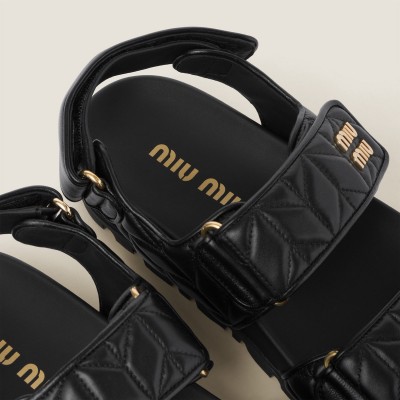 Miu Miu Sporty Matelasse Nappa Leather Sandals Black MM261185 Miu Miu Sporty Matelasse Nappa Leather Sandals Black MM261185