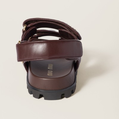 Miu Miu Sporty Matelasse Nappa Leather Sandals Briarwood MM261186 Miu Miu Sporty Matelasse Nappa Leather Sandals Briarwood MM261186
