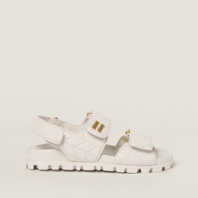Miu Miu Sporty Matelasse Nappa Leather Sandals White MM261187 Miu Miu Sporty Matelasse Nappa Leather Sandals White MM261187