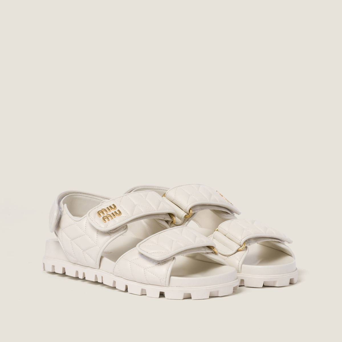 Miu Miu Sporty Matelasse Nappa Leather Sandals White MM261187 Miu Miu Sporty Matelasse Nappa Leather Sandals White MM261187