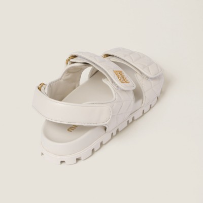 Miu Miu Sporty Matelasse Nappa Leather Sandals White MM261187 Miu Miu Sporty Matelasse Nappa Leather Sandals White MM261187