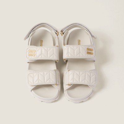 Miu Miu Sporty Matelasse Nappa Leather Sandals White MM261187 Miu Miu Sporty Matelasse Nappa Leather Sandals White MM261187