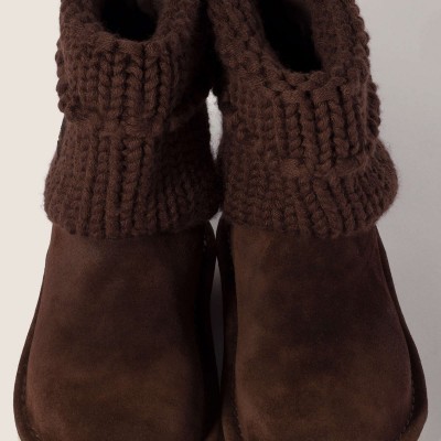 Miu Miu Suede And Knit Booties Dark Brown MM261297