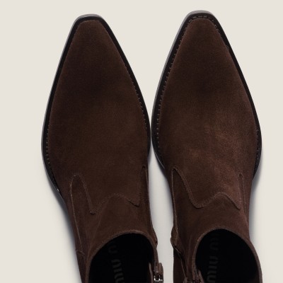 Miu Miu Suede Ankle Boots Dark Brown MM261065