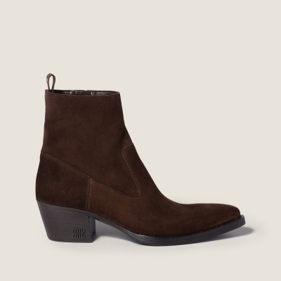 Miu Miu Suede Ankle Boots Dark Brown MM261065