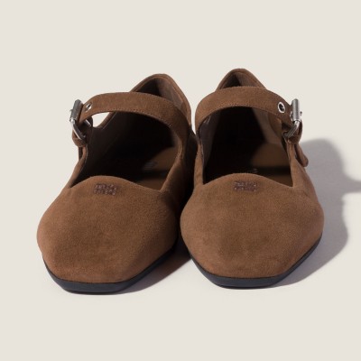 Miu Miu Suede Ballerinas Cocoa Brown MM261278 Miu Miu Suede Ballerinas Cocoa Brown MM261278