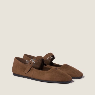 Miu Miu Suede Ballerinas Cocoa Brown MM261278