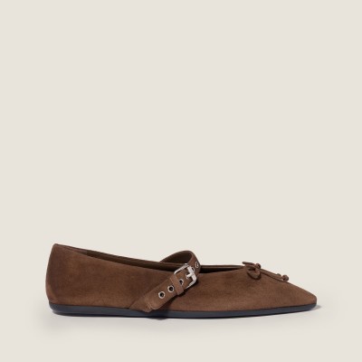 Miu Miu Suede Ballerinas Cocoa Brown MM261018 Miu Miu Suede Ballerinas Cocoa Brown MM261018