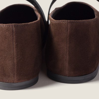 Miu Miu Suede Ballerinas Dark Brown MM261050 Miu Miu Suede Ballerinas Dark Brown MM261050