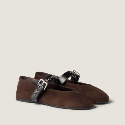 Miu Miu Suede Ballerinas Dark Brown MM261050