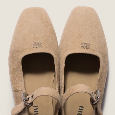 Miu Miu Suede Ballerinas Desert Beige MM261035 Miu Miu Suede Ballerinas Desert Beige MM261035