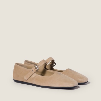 Miu Miu Suede Ballerinas Desert Beige MM261035