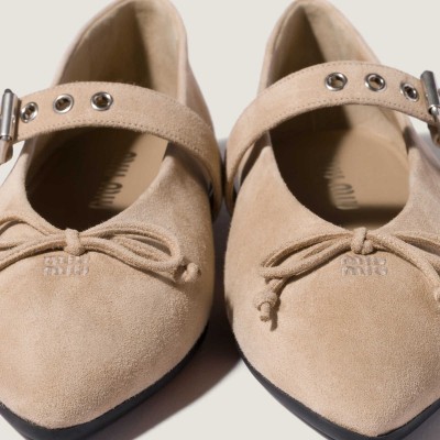 Miu Miu Suede Ballerinas Desert Beige MM261279