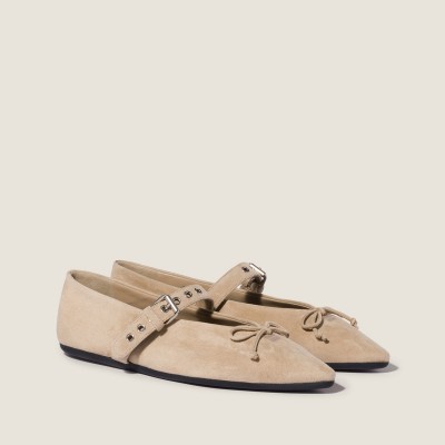 Miu Miu Suede Ballerinas Desert Beige MM261279