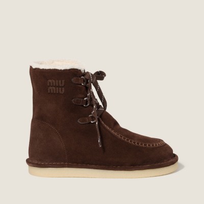 Miu Miu Suede Booties Dark Brown MM261295 Miu Miu Suede Booties Dark Brown MM261295