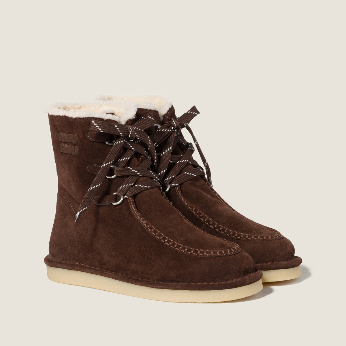 Miu Miu Suede Booties Dark Brown MM261295 Miu Miu Suede Booties Dark Brown MM261295
