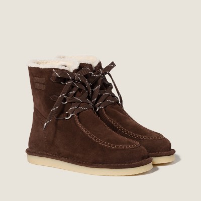 Miu Miu Suede Booties Dark Brown MM261295 Miu Miu Suede Booties Dark Brown MM261295