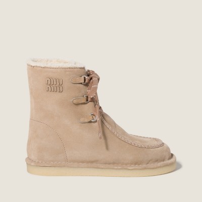 Miu Miu Suede Booties Desert Beige MM261296