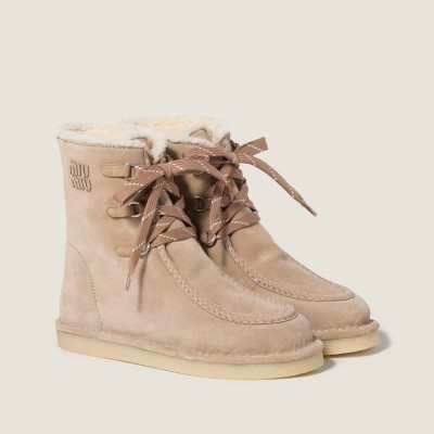 Miu Miu Suede Booties Desert Beige MM261296 Miu Miu Suede Booties Desert Beige MM261296