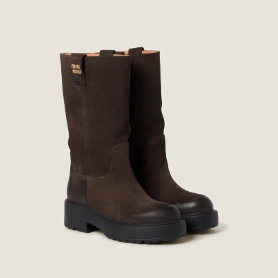 Miu Miu Suede Boots Dark Brown MM261294 Miu Miu Suede Boots Dark Brown MM261294