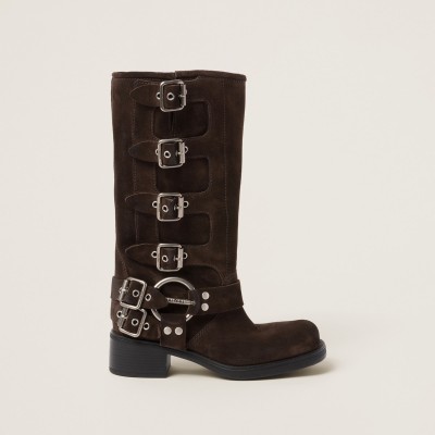 Miu Miu Suede Boots Dark Brown MM261070