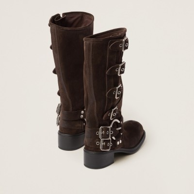 Miu Miu Suede Boots Dark Brown MM261070