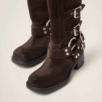 Miu Miu Suede Boots Dark Brown MM261070