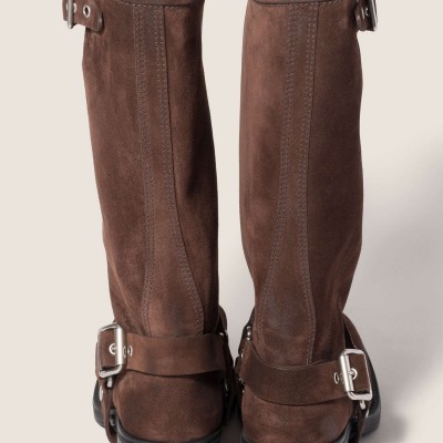 Miu Miu Suede Boots Dark Brown MM261312