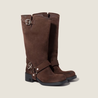Miu Miu Suede Boots Dark Brown MM261312 Miu Miu Suede Boots Dark Brown MM261312