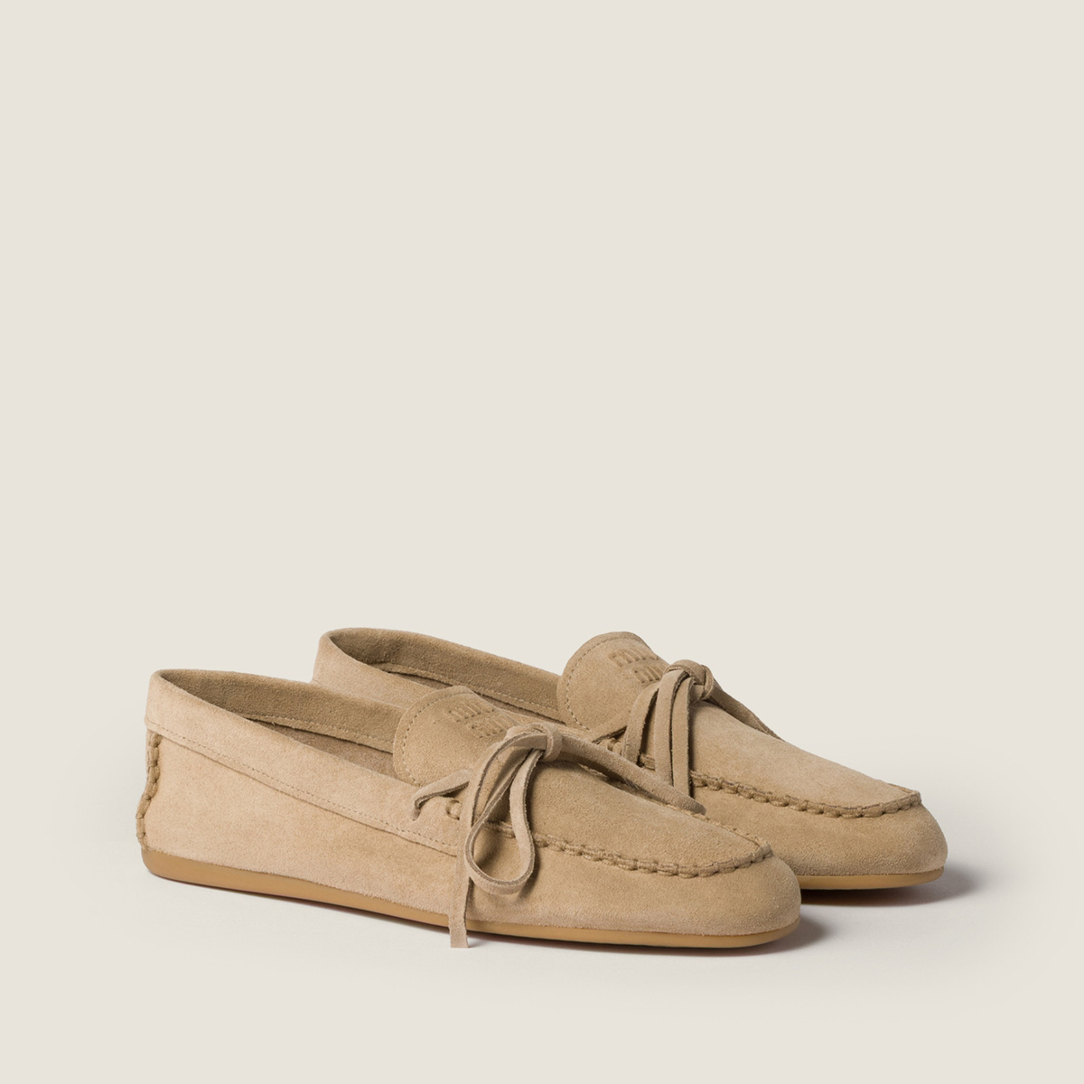 Miu Miu Suede Deck Loafers Desert Beige MM261080 Miu Miu Suede Deck Loafers Desert Beige MM261080
