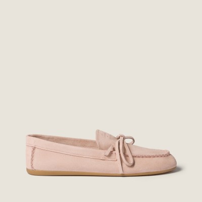 Miu Miu Suede Deck Loafers Peach MM261081 Miu Miu Suede Deck Loafers Peach MM261081