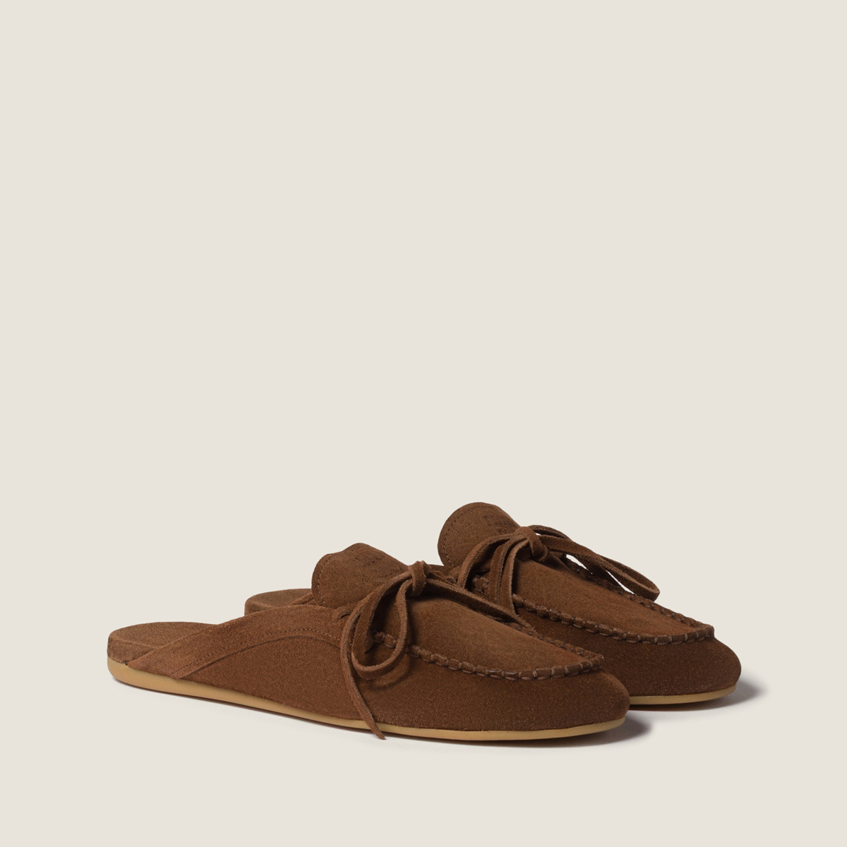 Miu Miu Suede Deck Mules Cocoa Brown MM261113 Miu Miu Suede Deck Mules Cocoa Brown MM261113