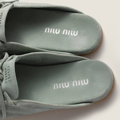Miu Miu Suede Deck Mules Powder Blue MM261118