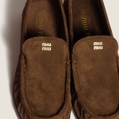 Miu Miu Suede Loafers Cocoa Brown MM261321 Miu Miu Suede Loafers Cocoa Brown MM261321