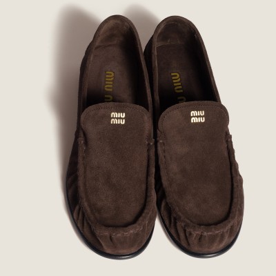 Miu Miu Suede Loafers Dark Brown MM261092